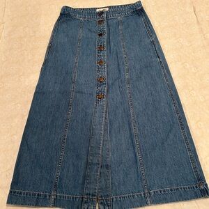 Madewell Denim Button-Front A-Line Midi Skirt - size 28